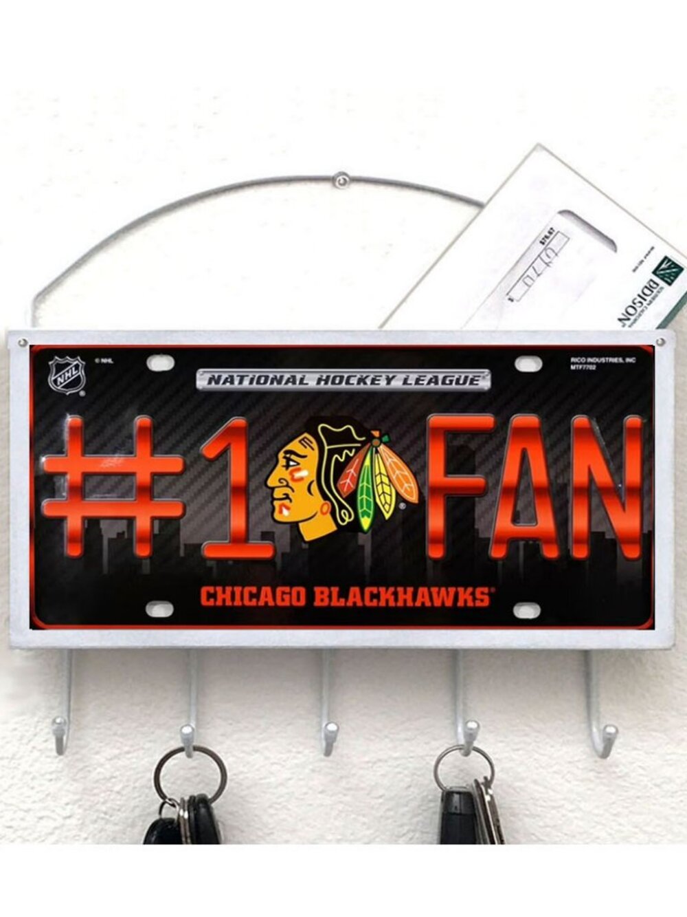 Chicago Blackhawks Mail Organizer, Mail Holder, Key Rack, Mailbox, NHL